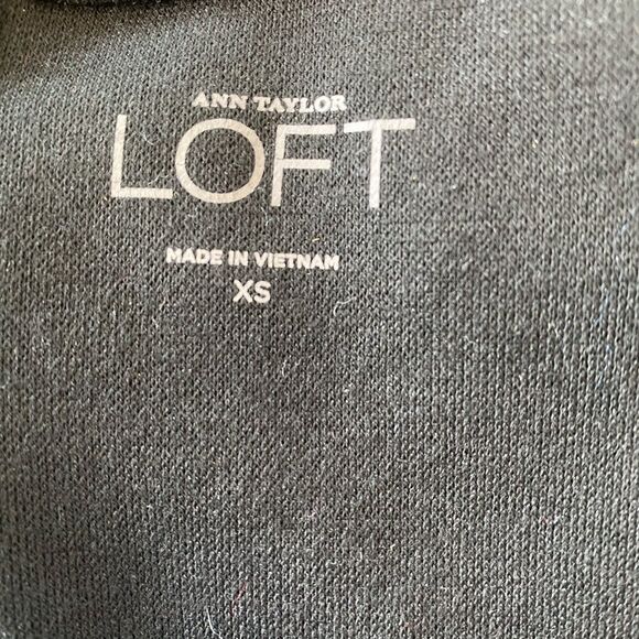 Loft Peplum Sparkle 3/4 Sleeve Black & Gold Shimmer Blouse Career Top size XS - Picture 14 of 15